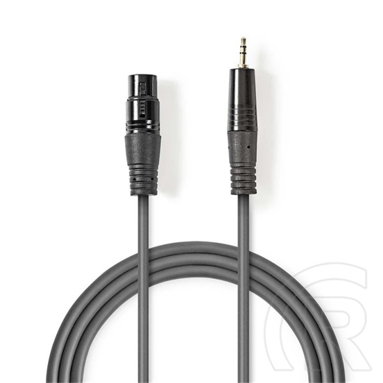 Nedis szimmetrikus félprofi audio kábel 1 m (3,5 mm sztereó jack dugó / XLR 3 tűs aljzat, sötétszürke)