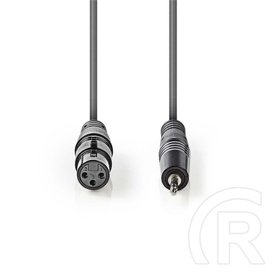 Nedis szimmetrikus félprofi audio kábel 1 m (3,5 mm sztereó jack dugó / XLR 3 tűs aljzat, sötétszürke)