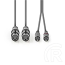 Nedis szimmetrikus félprofi audio kábel (2x XLR anya / 2x RCA dugó, 1,5 m, sötétszürke)