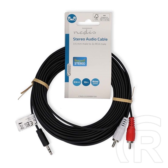 Nedis sztereó audió kábel 10 m (3,5 mm Jack dugó / 2 x RCA dugó)