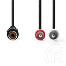Nedis sztereó audio kábel (1x RCA aljzat, 2x RCA dugó, 0,20 m)