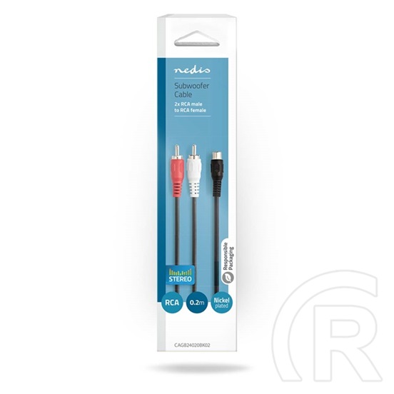 Nedis sztereó audio kábel (1x RCA aljzat, 2x RCA dugó, 0,20 m)