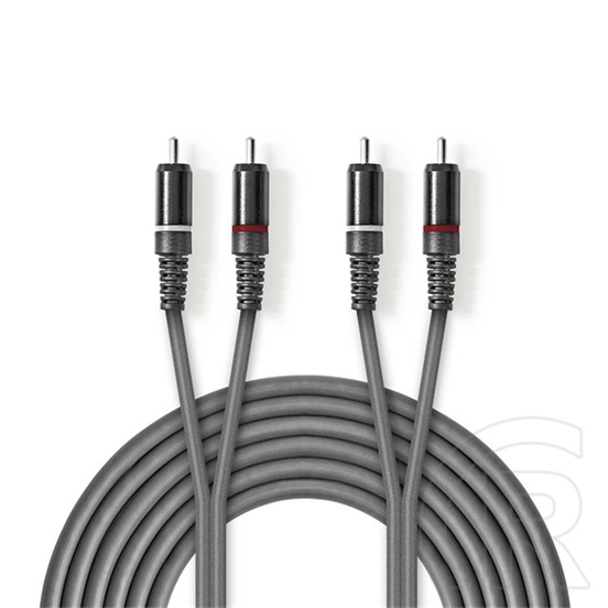 Nedis sztereó audio kábel (2x RCA dugó / 2x RCA dugó, 5 m, nikkelezett, rugalmas)