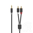 Nedis sztereó audió kábel 3,5 mm jack - 2x RCA (aranyozott, 5 m, antracit)