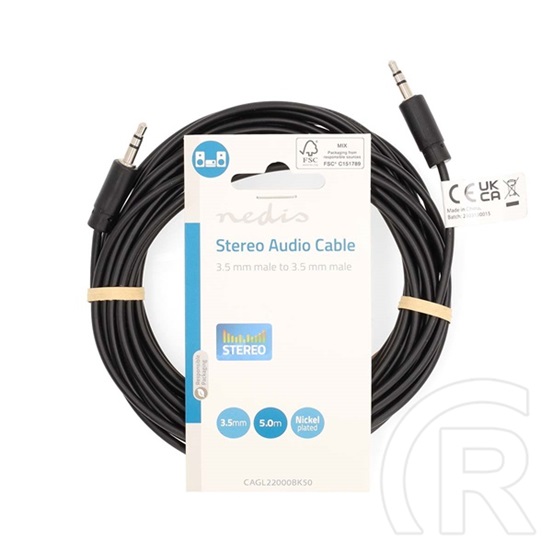Nedis sztereó audio kábel (3,5 mm jack / 3,5 mm jack, 5 m, fekete)