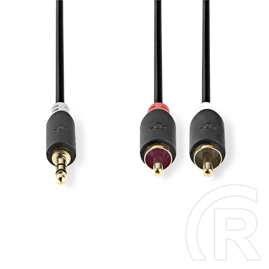 Nedis sztereó audió kábel 3 m (3,5 mm jack / 2x RCA, aranyozott csatlakozók, antracit)