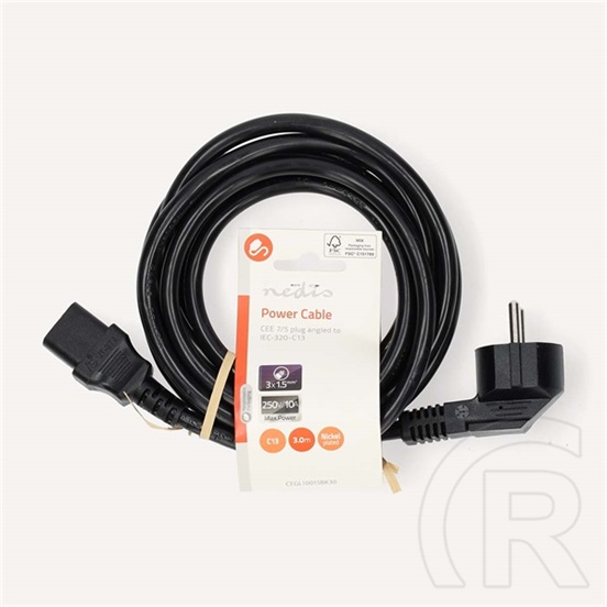 Nedis tápkábel IEC-320-C13 (3 m, 3 x 1,5 mm2, fekete)