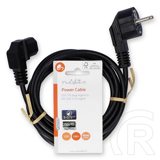 Nedis tápkábel IEC-320-C13 (3 x 0,75 mm, pipa csatlakozó, 2 m)