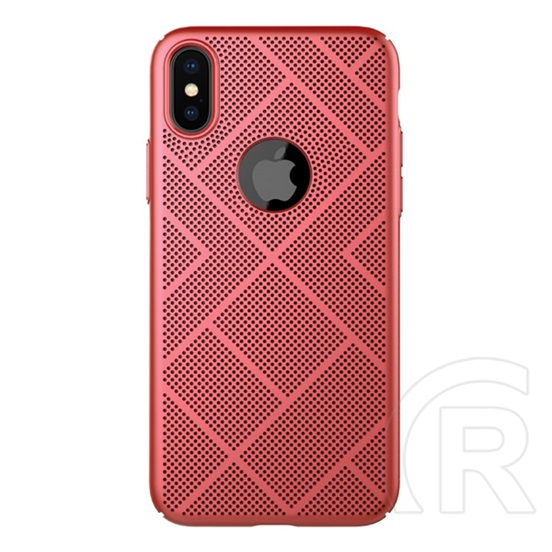 Nillkin AIR Apple iPhone XS 5.8 műanyag telefonvédő (gumírozott, lyukacsos, logo kivágás) piros