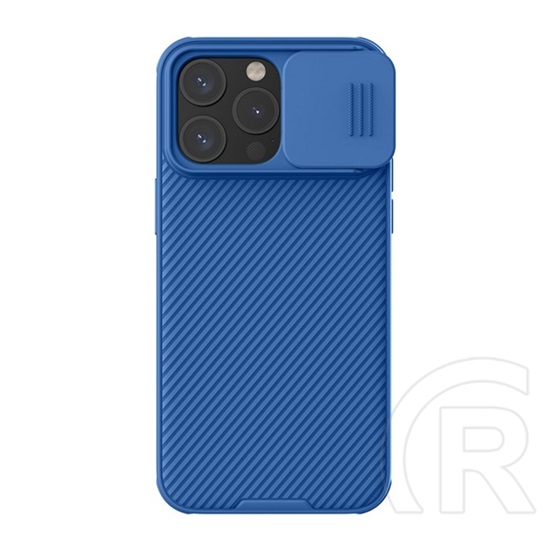Nillkin Apple iPhone 15 Pro camshield pro magnetic védő (közepesen ütésálló, kamera védelem, fémlemez, csíkos) sötétkék