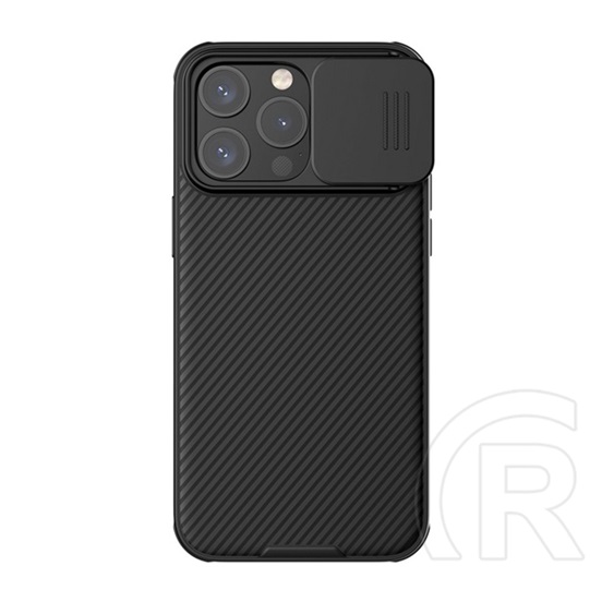Nillkin Apple iPhone 15 Pro camshield pro védő (szilikon keret, közepesen ütésálló, kamera védelem, csíkos minta) fekete