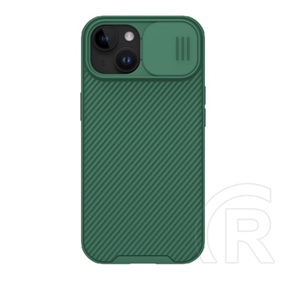 Nillkin Apple iPhone 15 camshield pro védő (szilikon keret, közepesen ütésálló, kamera védelem, csíkos minta) sötétzöld