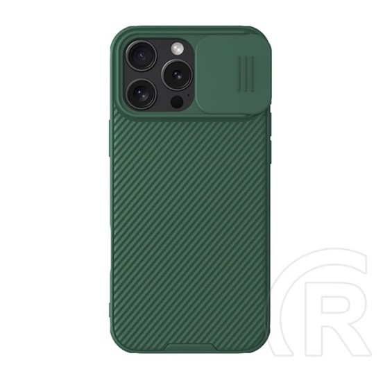 Nillkin Apple iPhone 16 Pro Max camshield pro szilikon telefonvédő (ütésállóság, kameravédő, csíkos) sötétzöld