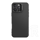 Nillkin Apple iPhone 16 Pro Max carboprop szilikon védő (ütésálló, aramid bevonat, kitámasztó, karbon minta) fekete