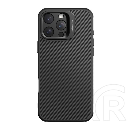 Nillkin Apple iPhone 16 Pro Max carboprop szilikon védő (ütésálló, aramid bevonat, kitámasztó, karbon minta) fekete