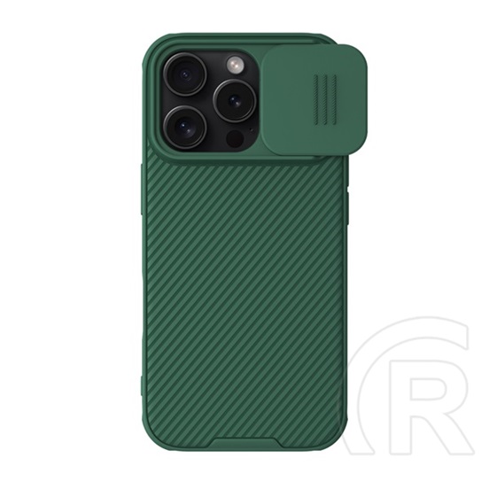Nillkin Apple iPhone 16 Pro camshield pro szilikon telefonvédő (ütésállóság, kameravédő, csíkos) sötétzöld