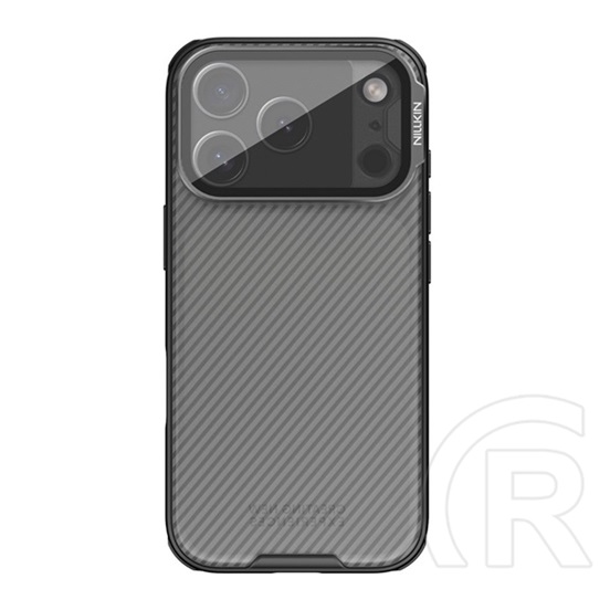 Nillkin Apple iPhone 17 Pro camshield prop szilikon védő (ütésállóság, kameravédő, kitámasztó, csíkos) átlátszó/fekete