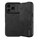 Nillkin Apple iPhone 17 Pro qin pro tok álló, bőr hatású (flip, oldalra nyíló, kártyazseb, kameravédő) fekete