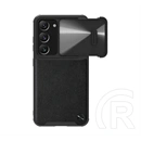 Nillkin CamShield Leather műanyag telefonvédő (ütésállóság, bőrhatású, kameravédő, prémium minőség, fekete)