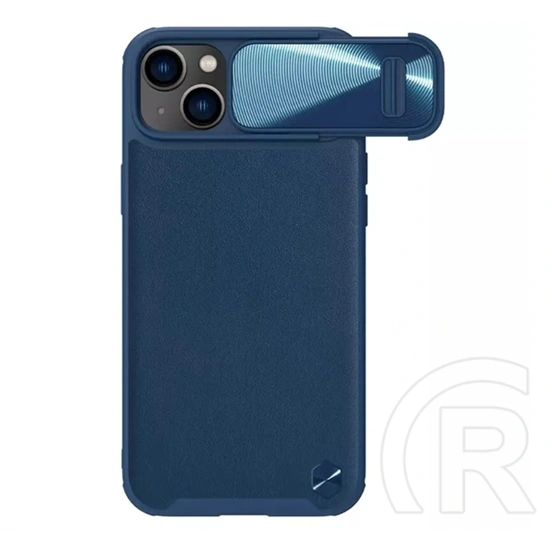 Nillkin CamShield Leather műanyag telefonvédő (ütésállóság, bőrhatású, kameravédő, sötétkék)