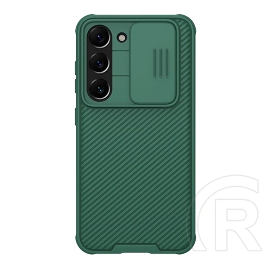 Nillkin CamShield Pro szilikon telefonvédő (ütésállóság, kameravédő, csíkos, sötétzöld)