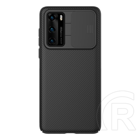 Nillkin Camshield műanyag telefonvédő ( Huawei P40 szilikon keret, közepesen ütésálló, csíkos) fekete