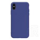 Nillkin ETON műanyag telefonvédő ( Apple iPhone XS 5.8 szilikon keret, karbon minta) sötétkék