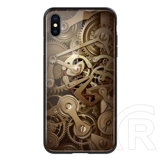 Nillkin GEAR védő Apple iPhone XS Max 6.5 szilikon keret (BUMPER, közepesen ütésálló, edzett üveg hátlap) barna