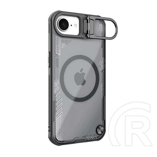 Nillkin ICEBLADE PROP Apple iPhone 16e szilikon telefonvédő (ütésállóság, kitámasztó, MagSafe, fekete)