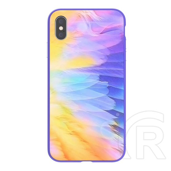 Nillkin OMBRE védő Apple iPhone XS Max 6.5 szilikon keret (BUMPER, közepesen ütésálló, edzett üveg hátlap, színes) lila
