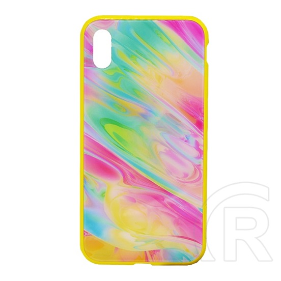 Nillkin OMBRE védő Apple iPhone XS Max 6.5 szilikon keret (BUMPER, közepesen ütésálló, edzett üveg hátlap, színes) sárga