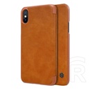 Nillkin QIN Apple iPhone XS 5.8 tok álló (Flip, oldalra nyíló, bankkártya tartó) barna
