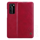 Nillkin QIN Huawei P40 Pro tok álló (Flip, oldalra nyíló, bankkártya tartó) piros
