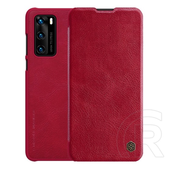 Nillkin QIN Huawei P40 tok álló (Flip, oldalra nyíló, bankkártya tartó) piros