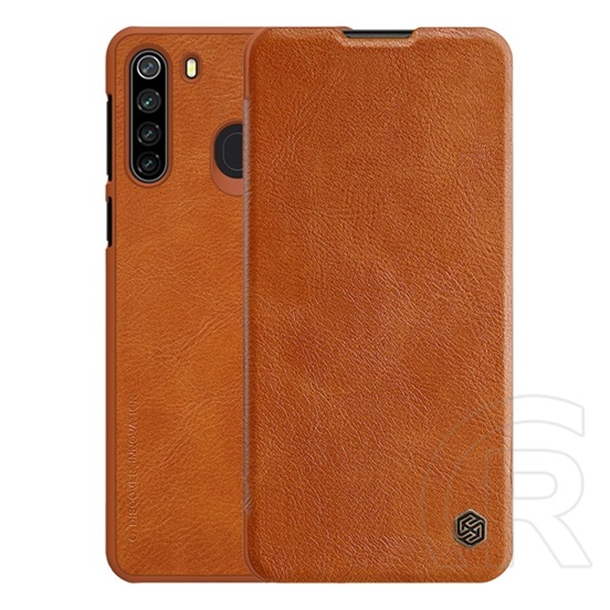 Nillkin QIN Samsung Galaxy A21 (SM-A210F) tok álló (Flip, oldalra nyíló, bankkártya tartó) barna
