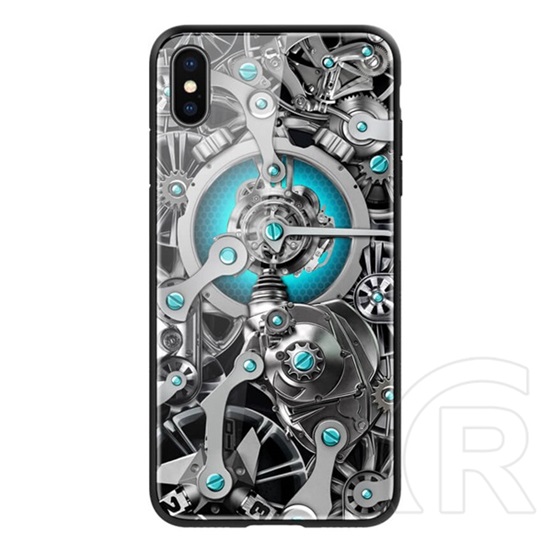 Nillkin SPACETIME védő Apple iPhone XS Max 6.5 szilikon keret (BUMPER, közepesen ütésálló, edzett üveg hátlap) fekete