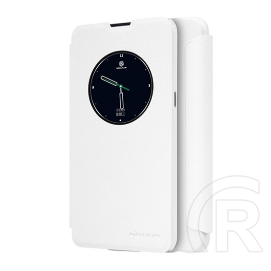 Nillkin SPARKLE LG X Screen (K500N) műanyag telefonvédő (mikroszálas bőr hatású Flip, oldalra nyíló) fehér