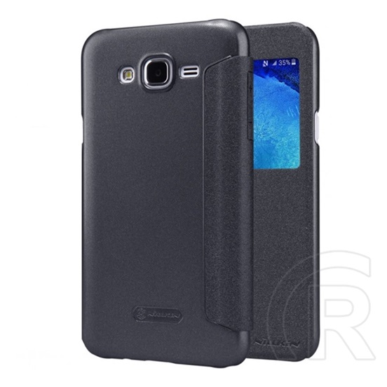 Nillkin SPARKLE Samsung Galaxy J5 (2015) SM-J500 műanyag védő (mikroszálas bőr hatású Flip, hívószámkijelzés) fekete