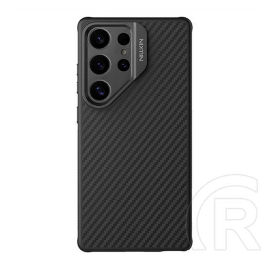 Nillkin Samsung Galaxy S25 Ultra (SM-S938) carboprop szilikon védő (ütésálló, kitámasztó, karbon minta) fekete