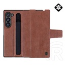Nillkin Samsung Galaxy Z Fold6 5G (SM-F956) aoge műanyag védő (valódi bőr hátlap, plüss belső, ceruza tartó) barna