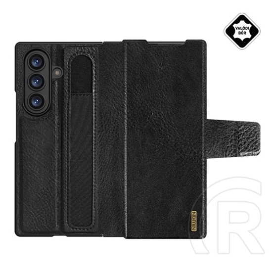 Nillkin Samsung Galaxy Z Fold7 (SM-F966) aoge  védő (valódi bőr hátlap, mikrofiber plüss belső, ceruza tartó) fekete