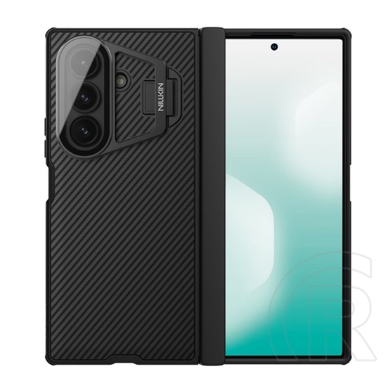 Nillkin Samsung Galaxy Z Fold7 (SM-F966) camshield prop védő (ütésálló, átlátszó kameravédő, kitámasztó, csíkos) fekete