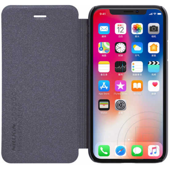 Nillkin Sparkle Apple iPhone XS flip tok (fekete)