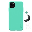 Nillkin Super Frosted Apple iPhone 11 Pro Max műanyag telefonvédő (gumírozott, érdes felület + asztali tartó) cián
