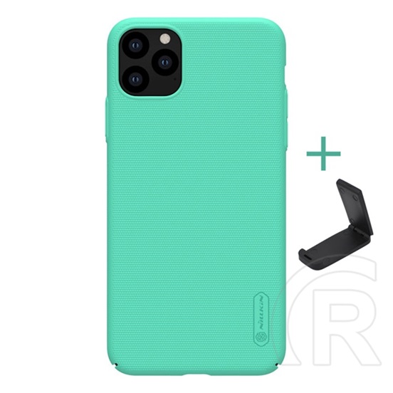 Nillkin Super Frosted Apple iPhone 11 Pro Max műanyag telefonvédő (gumírozott, érdes felület + asztali tartó) cián