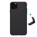 Nillkin Super Frosted Apple iPhone 11 Pro Max műanyag telefonvédő (gumírozott, érdes felület + asztali tartó) fekete