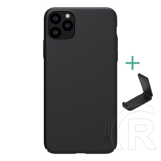 Nillkin Super Frosted Apple iPhone 11 Pro Max műanyag telefonvédő (gumírozott, érdes felület + asztali tartó) fekete