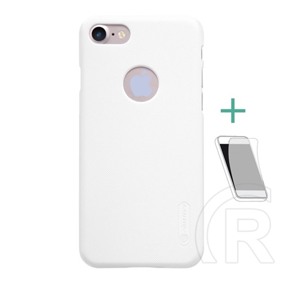 Nillkin Super Frosted Apple iPhone 8 4.7 műanyag telefonvédő (gumírozott,  logo kivágás + képernyővédő fólia) fehér