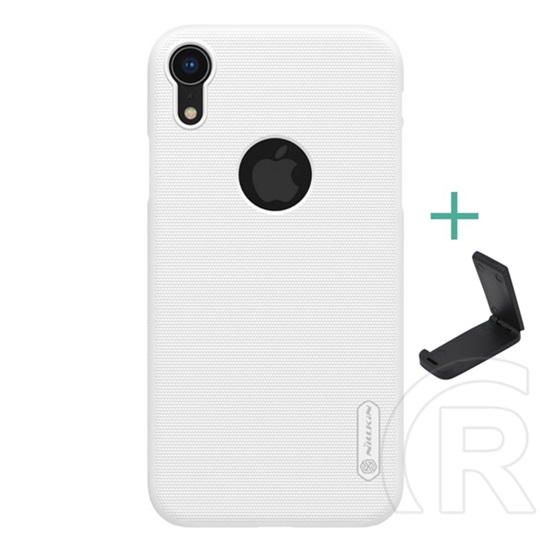 Nillkin Super Frosted Apple iPhone XR 6.1 műanyag telefonvédő (gumírozott,  logo kivágás + asztali tartó) fehér
