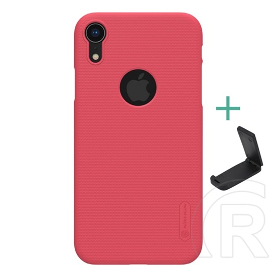 Nillkin Super Frosted Apple iPhone XR 6.1 műanyag telefonvédő (gumírozott,  logo kivágás + asztali tartó) piros